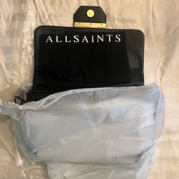 NWT Black All Saints Ondine Grain Leather Shoulder Bag - Picture 2 of 6